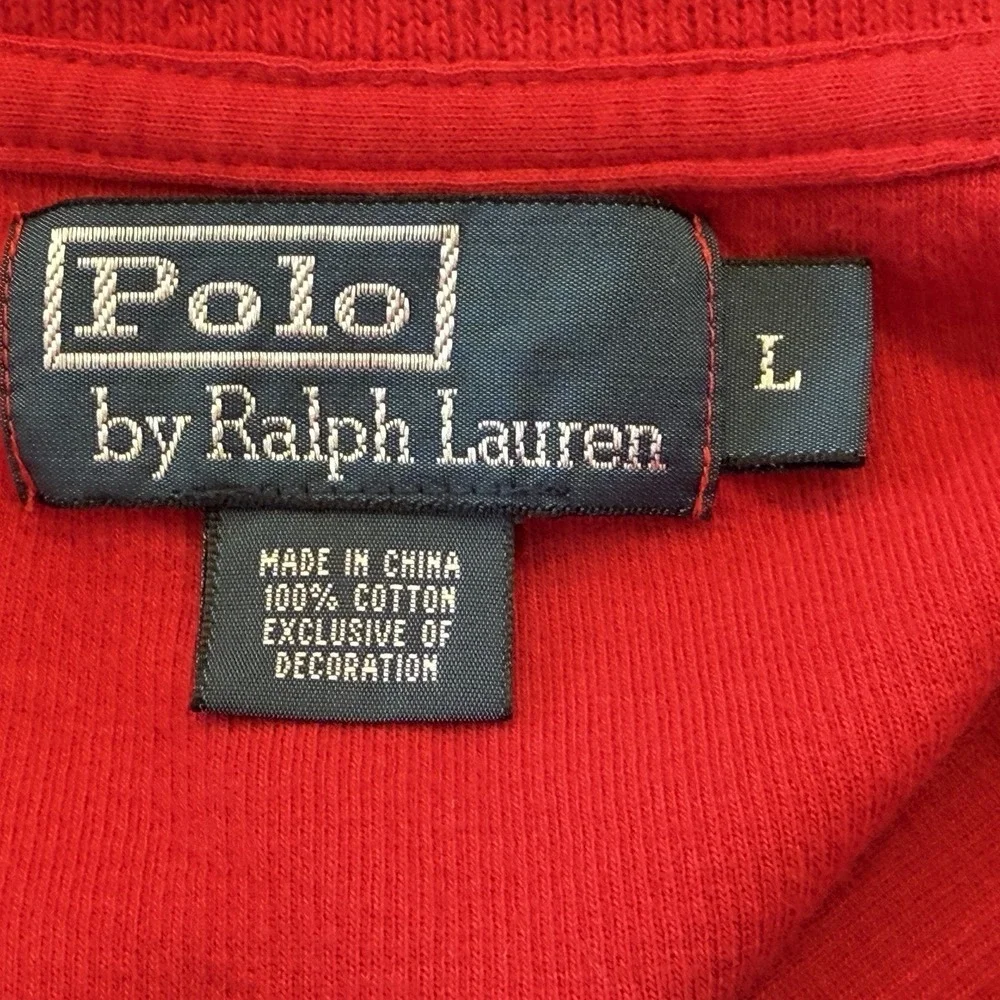 Polo Ralph‎ Lauren 1/4 Zip Sweater Mens Large Red Pony Logo Pullover Preppy